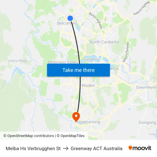 Melba Hs Verbrugghen St to Greenway ACT Australia map