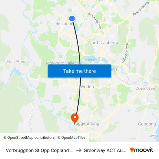 Verbrugghen St Opp Copland College to Greenway ACT Australia map