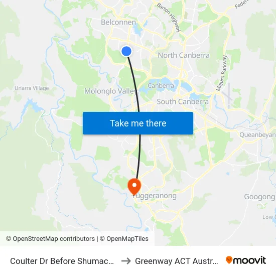 Coulter Dr Before Shumack St to Greenway ACT Australia map