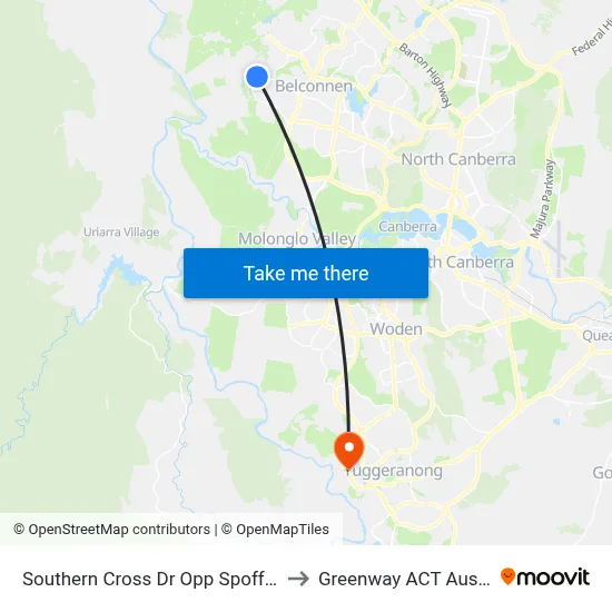 Southern Cross Dr Opp Spofforth St to Greenway ACT Australia map