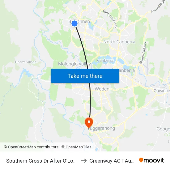 Southern Cross Dr After O'Loghlen St to Greenway ACT Australia map