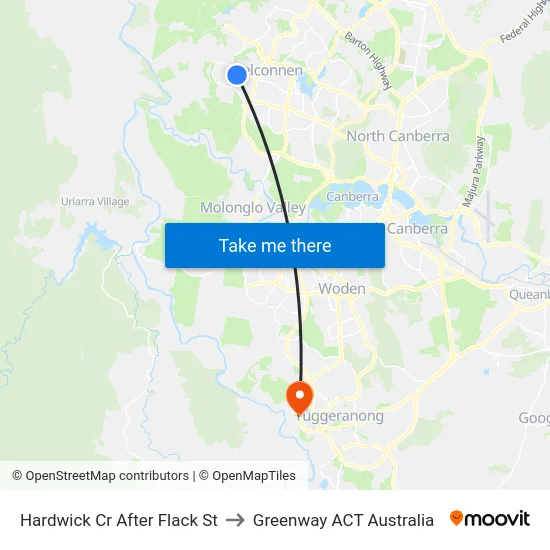 Hardwick Cr After Flack St to Greenway ACT Australia map