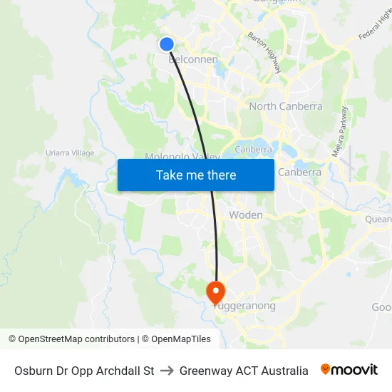 Osburn Dr Opp Archdall St to Greenway ACT Australia map