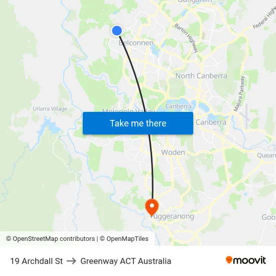 19 Archdall St to Greenway ACT Australia map