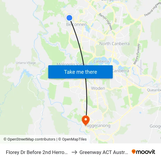 Florey Dr Before 2nd Herron Cr to Greenway ACT Australia map