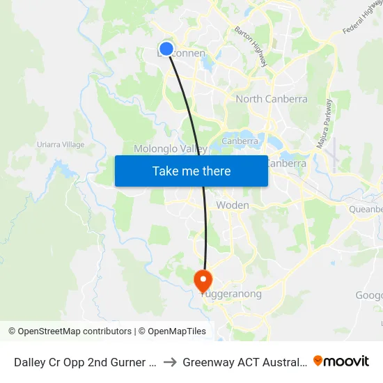 Dalley Cr Opp 2nd Gurner St to Greenway ACT Australia map