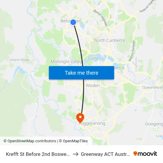 Krefft St Before 2nd Boswell Cr to Greenway ACT Australia map