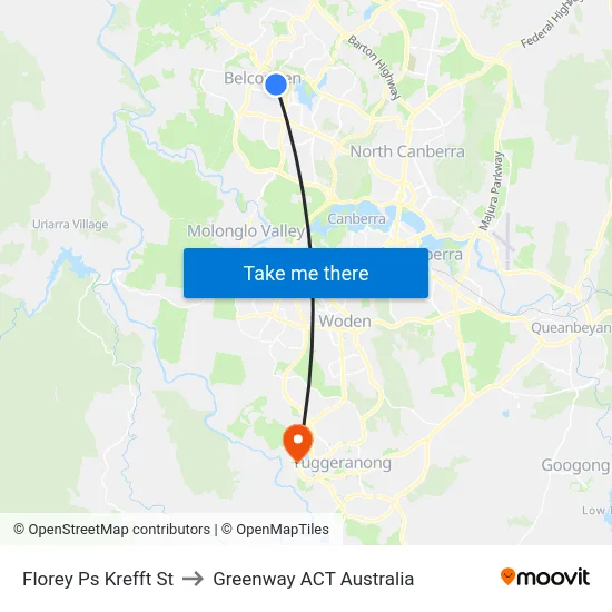 Florey Ps Krefft St to Greenway ACT Australia map