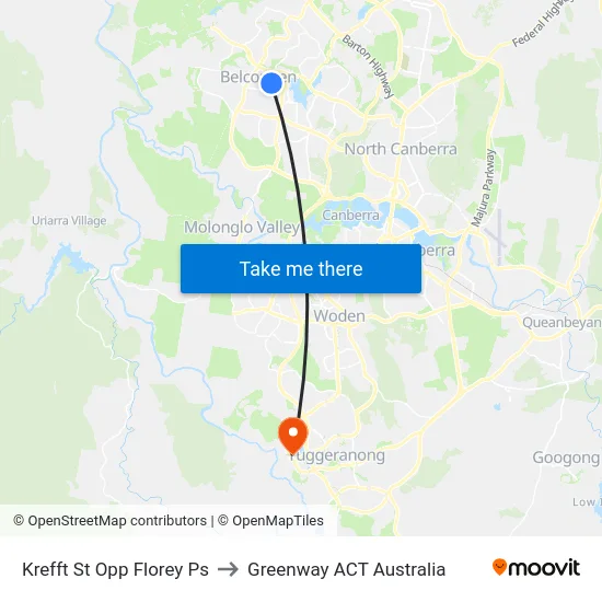 Krefft St Opp Florey Ps to Greenway ACT Australia map