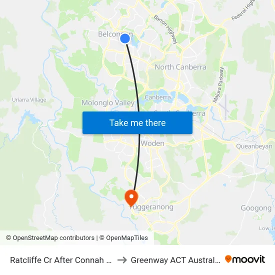 Ratcliffe Cr After Connah St to Greenway ACT Australia map