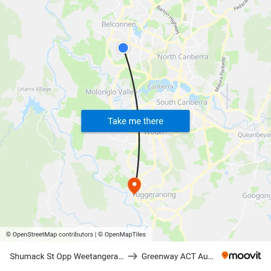 Shumack St Opp Weetangera Shops to Greenway ACT Australia map