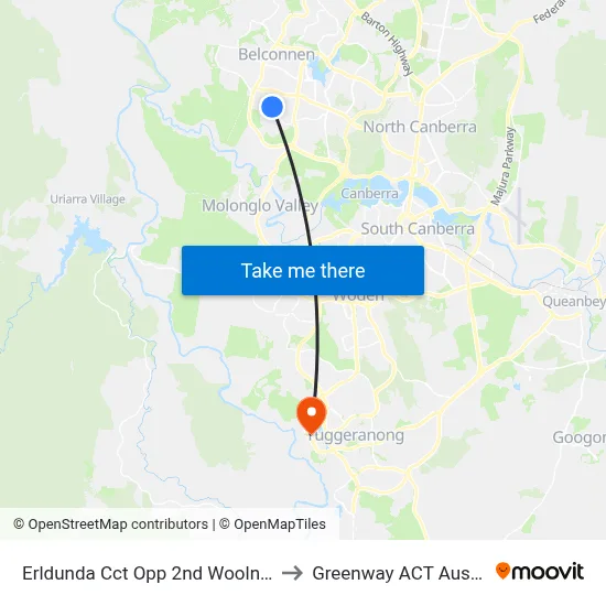 Erldunda Cct Opp 2nd Woolner Cct to Greenway ACT Australia map
