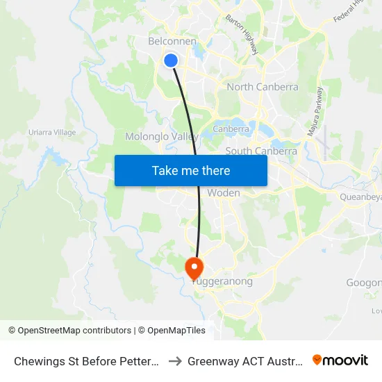 Chewings St Before Petterd St to Greenway ACT Australia map