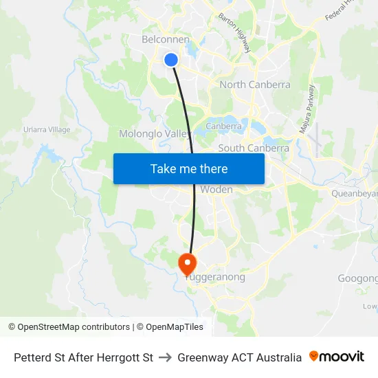Petterd St After Herrgott St to Greenway ACT Australia map