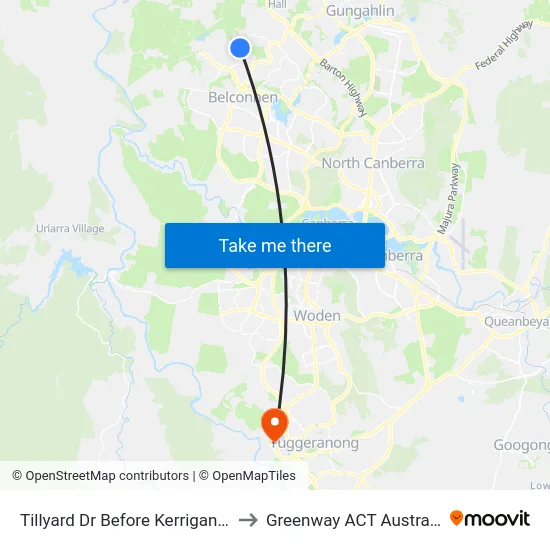 Tillyard Dr Before Kerrigan St to Greenway ACT Australia map