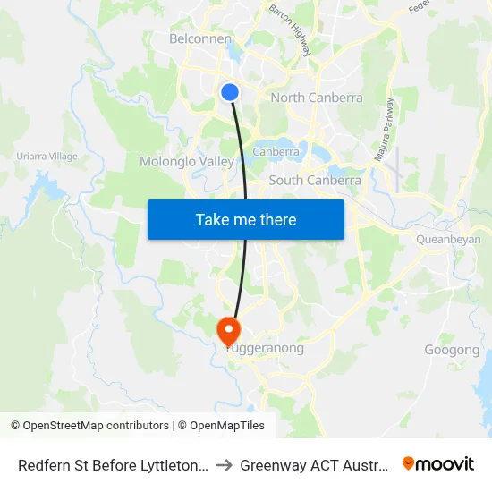 Redfern St Before Lyttleton Cr to Greenway ACT Australia map