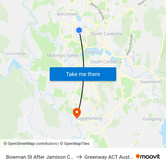 Bowman St After Jamison Centre to Greenway ACT Australia map