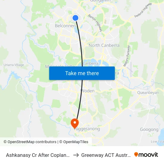 Ashkanasy Cr After Copland Dr to Greenway ACT Australia map
