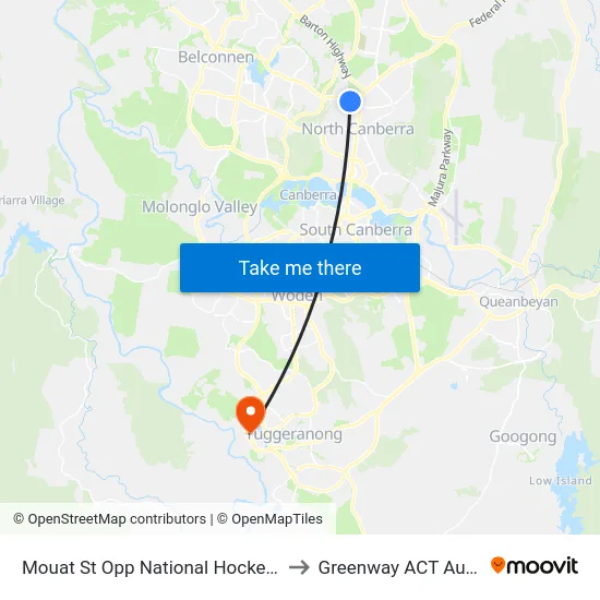 Mouat St Opp National Hockey Centre to Greenway ACT Australia map