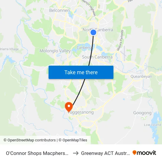 O'Connor Shops Macpherson St to Greenway ACT Australia map