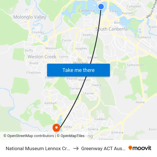 National Museum Lennox Crossing to Greenway ACT Australia map
