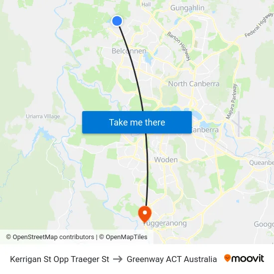 Kerrigan St Opp Traeger St to Greenway ACT Australia map