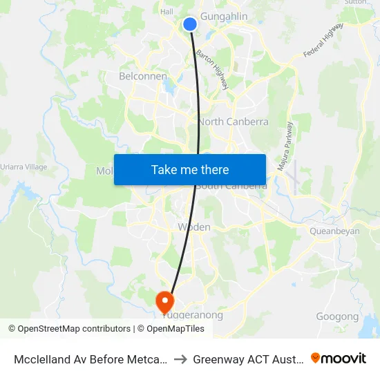 Mcclelland Av Before Metcalfe St to Greenway ACT Australia map