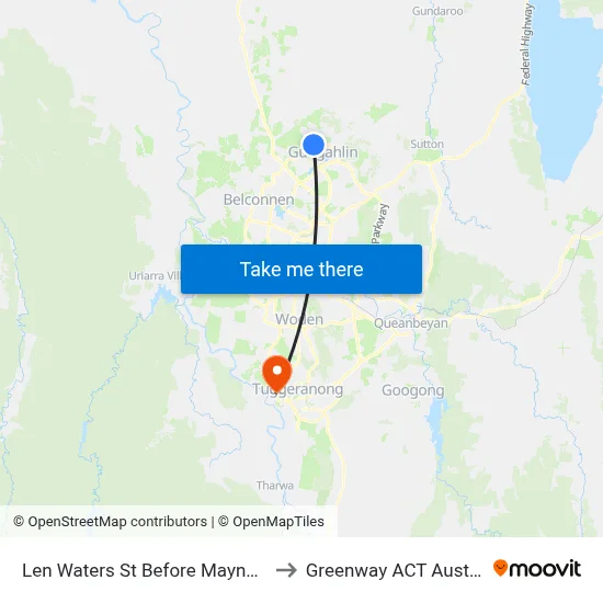 Len Waters St Before Maynard St to Greenway ACT Australia map
