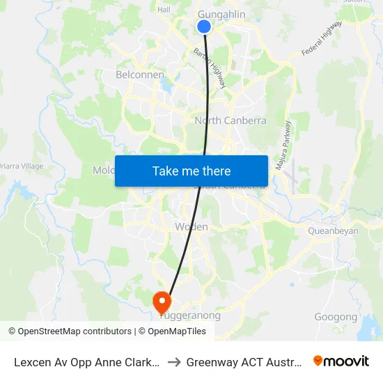 Lexcen Av Opp Anne Clark Av to Greenway ACT Australia map