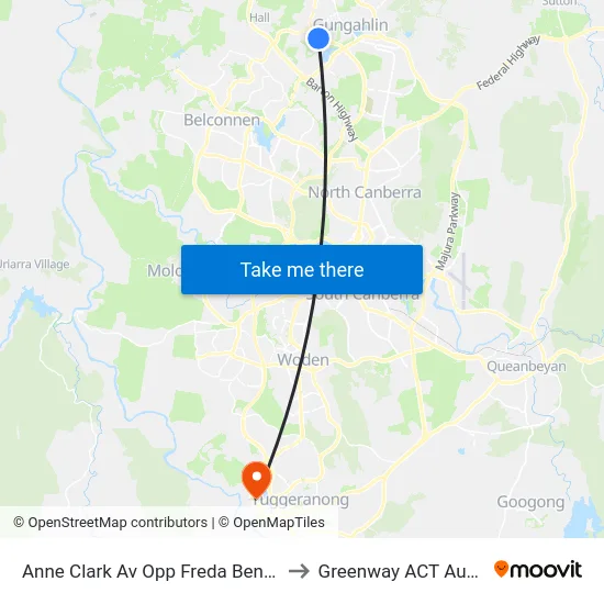 Anne Clark Av Opp Freda Bennett Cct to Greenway ACT Australia map
