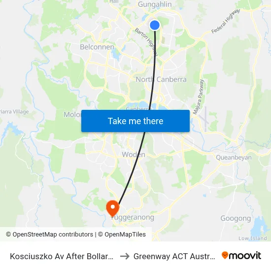 Kosciuszko Av After Bollard St to Greenway ACT Australia map