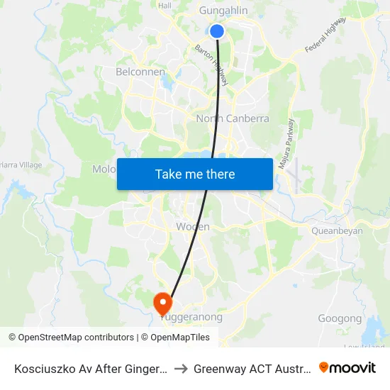 Kosciuszko Av After Gingera St to Greenway ACT Australia map