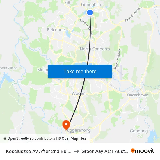 Kosciuszko Av After 2nd Buller Cr to Greenway ACT Australia map