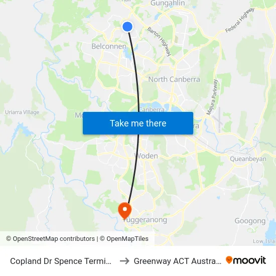 Copland Dr Spence Terminus to Greenway ACT Australia map