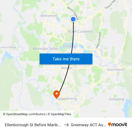 Ellenborough St Before Maribyrnong Av to Greenway ACT Australia map