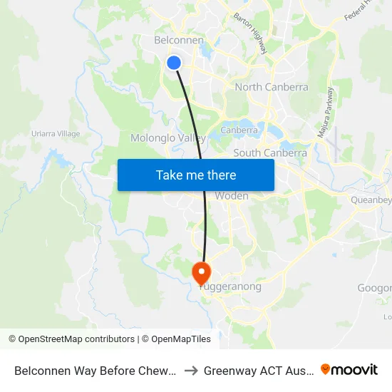 Belconnen Way Before Chewings St to Greenway ACT Australia map