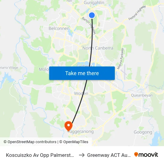 Koscuiszko Av Opp Palmerston Shops to Greenway ACT Australia map