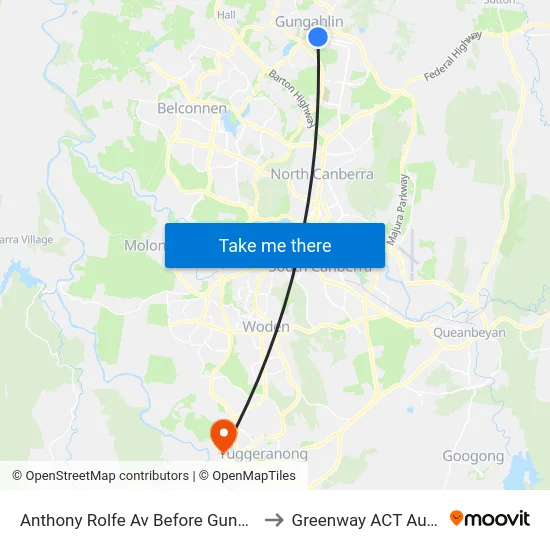 Anthony Rolfe Av Before Gundaroo Rd to Greenway ACT Australia map