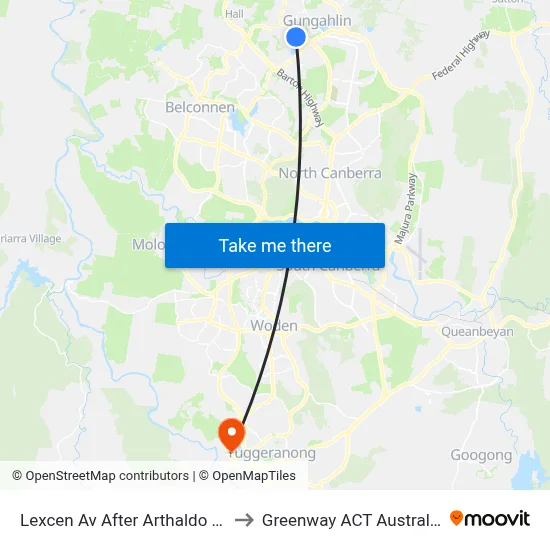 Lexcen Av After Arthaldo Ct to Greenway ACT Australia map