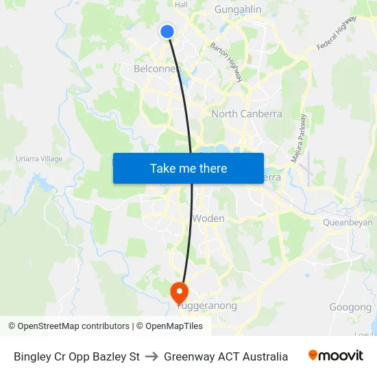 Bingley Cr Opp Bazley St to Greenway ACT Australia map