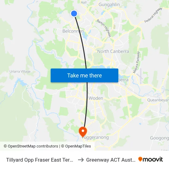 Tillyard Opp Fraser East Terminus to Greenway ACT Australia map