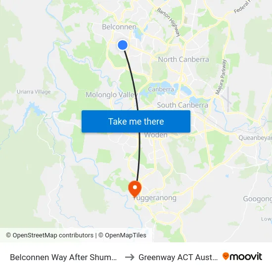Belconnen Way After Shumack St to Greenway ACT Australia map