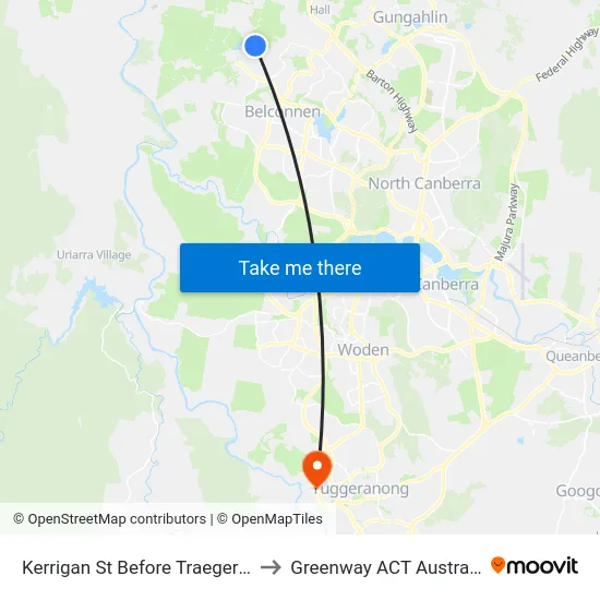 Kerrigan St Before Traeger St to Greenway ACT Australia map
