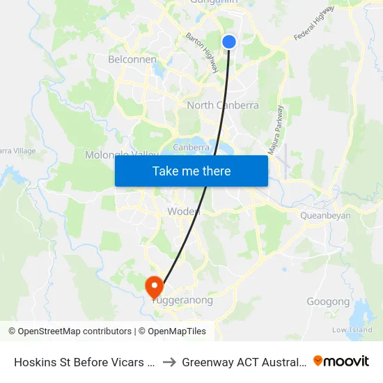 Hoskins St Before Vicars St to Greenway ACT Australia map