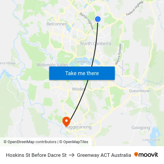 Hoskins St Before Dacre St to Greenway ACT Australia map