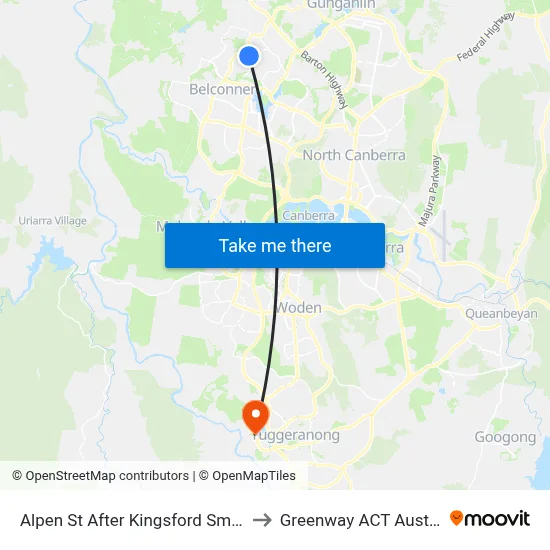 Alpen St After Kingsford Smith Dr to Greenway ACT Australia map