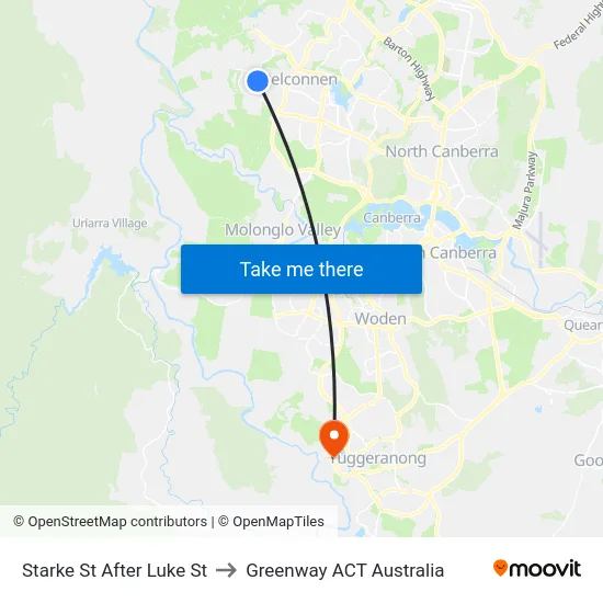 Starke St After Luke St to Greenway ACT Australia map