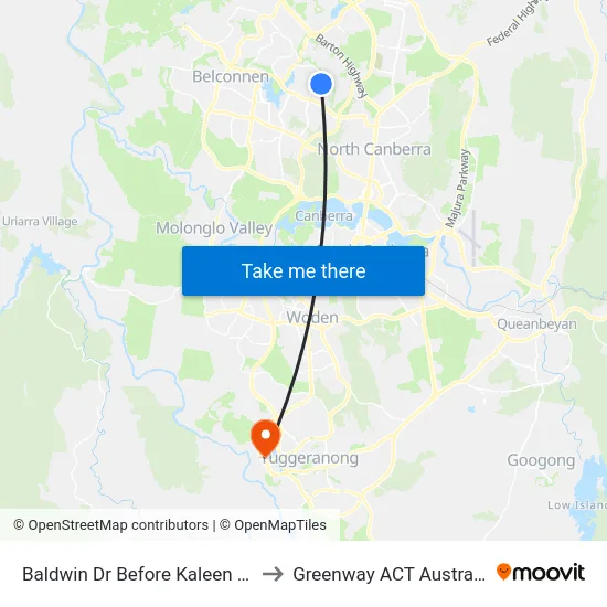 Baldwin Dr Before Kaleen Hs to Greenway ACT Australia map