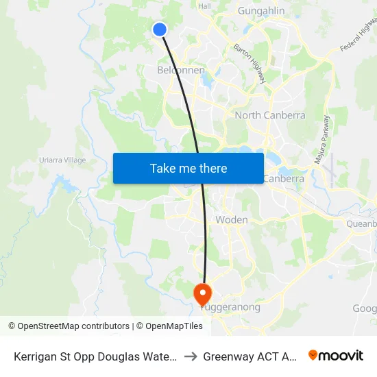 Kerrigan St Opp Douglas Waterhouse Dr to Greenway ACT Australia map