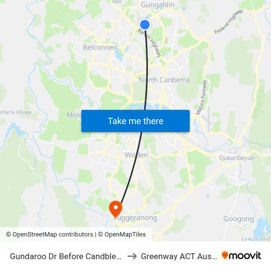 Gundaroo Dr Before Candblebark Cl to Greenway ACT Australia map